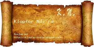 Klopfer Nóra névjegykártya