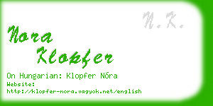 nora klopfer business card